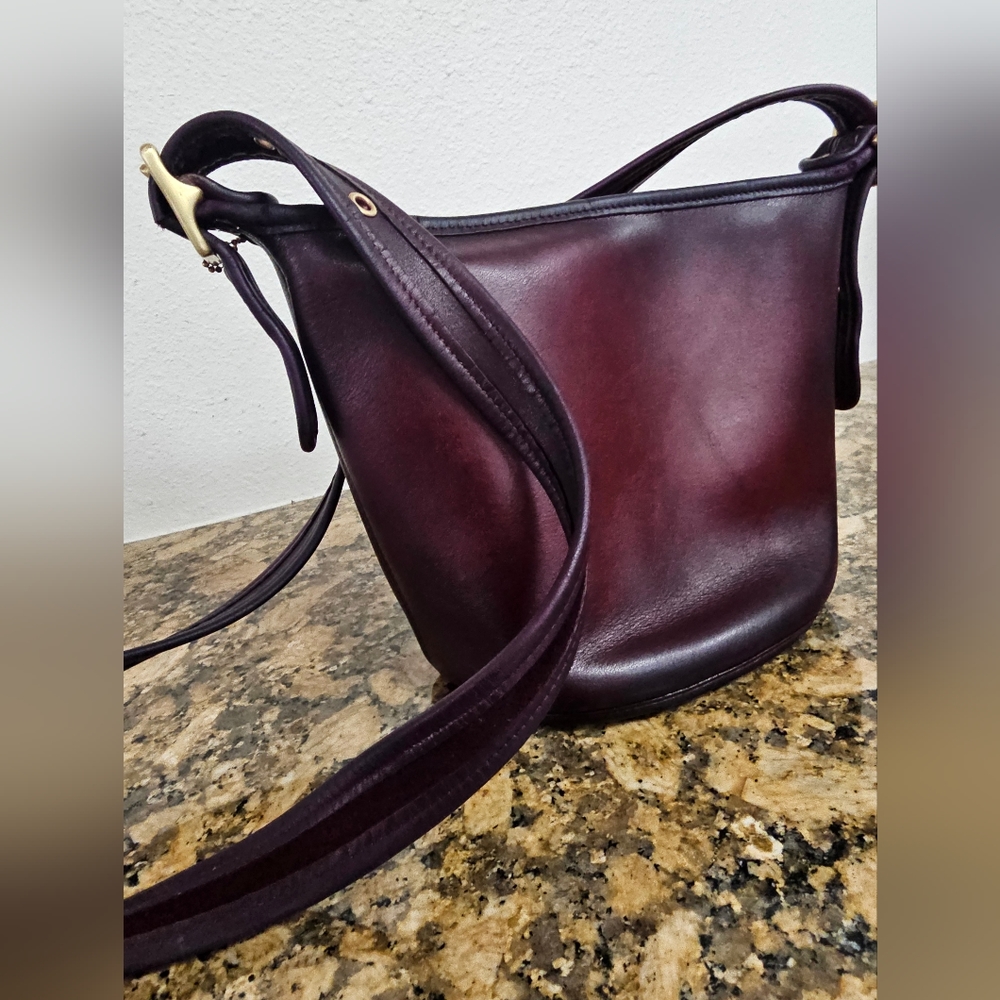 Recycled Riot Vintage Coach Maggie dyed in luscious warm red and purple patina - Picture 2 of 16